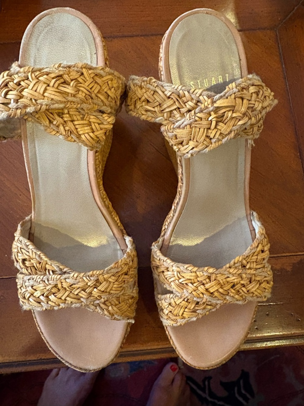 Stuart Weitzman Natural Woven Raffia Platform Sandals - Natural
